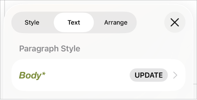 Stil paragrafa Tijelo s asteriskom do njega.