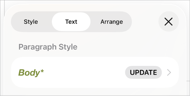 Gaya perenggan Isi dengan asterisk bersebelahannya.