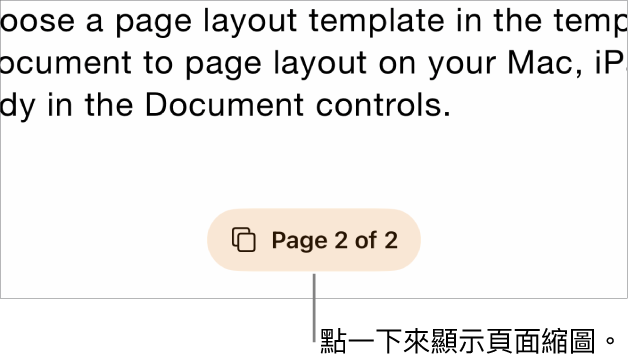 開啟的文件，在畫面的底部中央顯示頁碼按鈕。