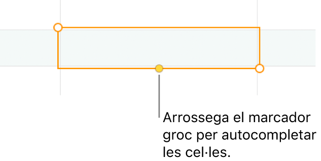 Una cel·la seleccionada amb un marcador groc que pots arrossegar per autocompletar cel·les.
