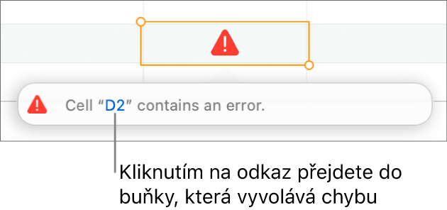 Odkaz na chybu buňky