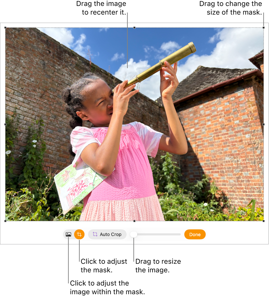 Mask controls over a photo.