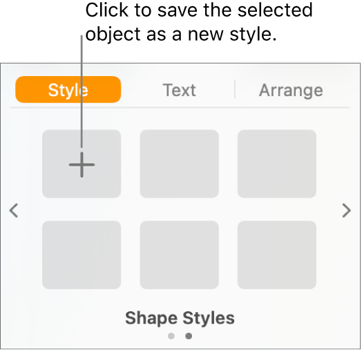 The Style tab of the Format sidebar, with the Create Style button in the upper-left corner and five empty style placeholders.