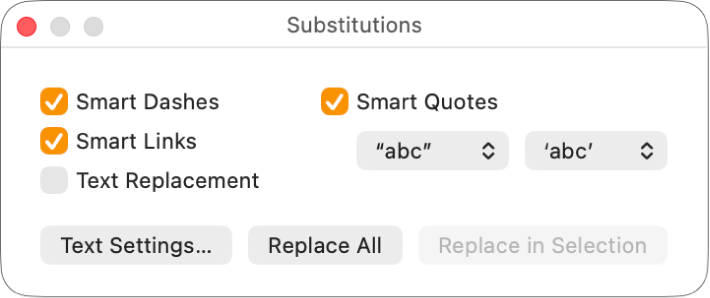 The Substitutions window.