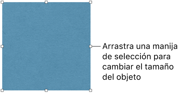 Un objeto con cuadrados blancos en su borde para cambiar el tamaño del objeto.