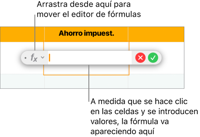 El editor de fórmulas.