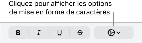 Le bouton Options avancées à côté des boutons Gras, Italique, Souligné et Barré.