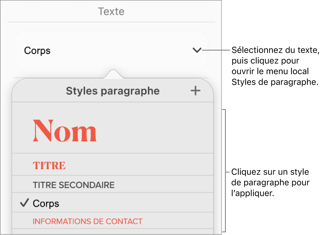 Menu Styles de paragraphes.