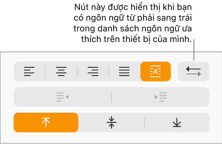 Nút chiều của đoạn bên cạnh các nút căn chỉnh đoạn.