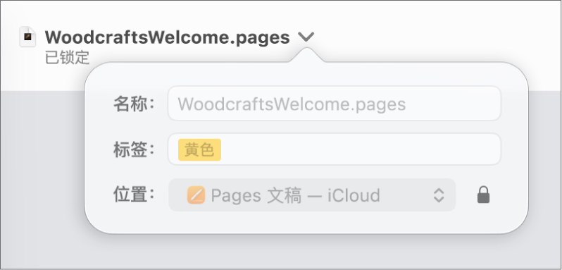 用于锁定或解锁文稿的弹出式菜单。