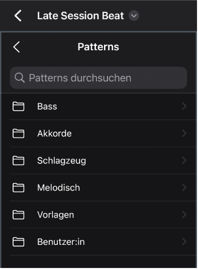 Abbildung. Die Ansicht „Patterns“ im Browser.