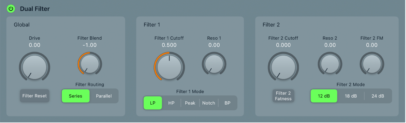 Abbildung. Filter-Parameter des ES2.