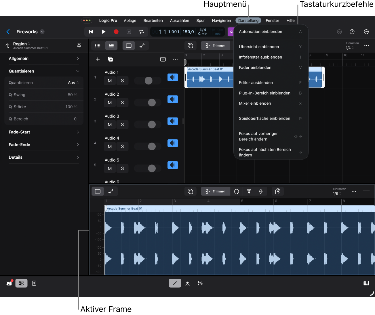 Rahmen um einen aktiven Bereich.