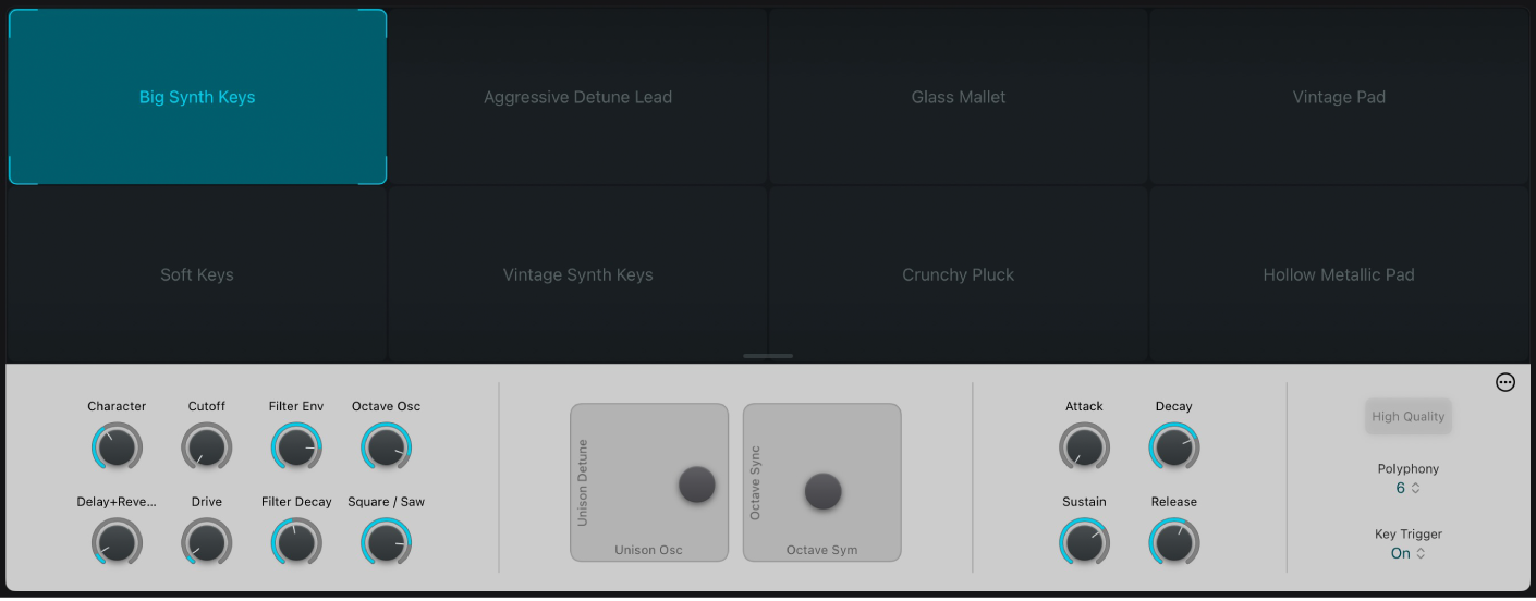 Abbildung. Bereich der Performance-Steuerungen mit „Transform“-Pad, Drehreglern und XY-Pads