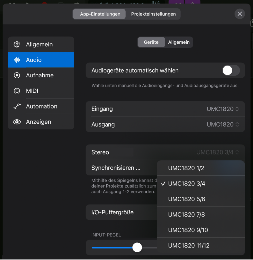 Abbildung. Einblendmenü „Synchronisieren“.