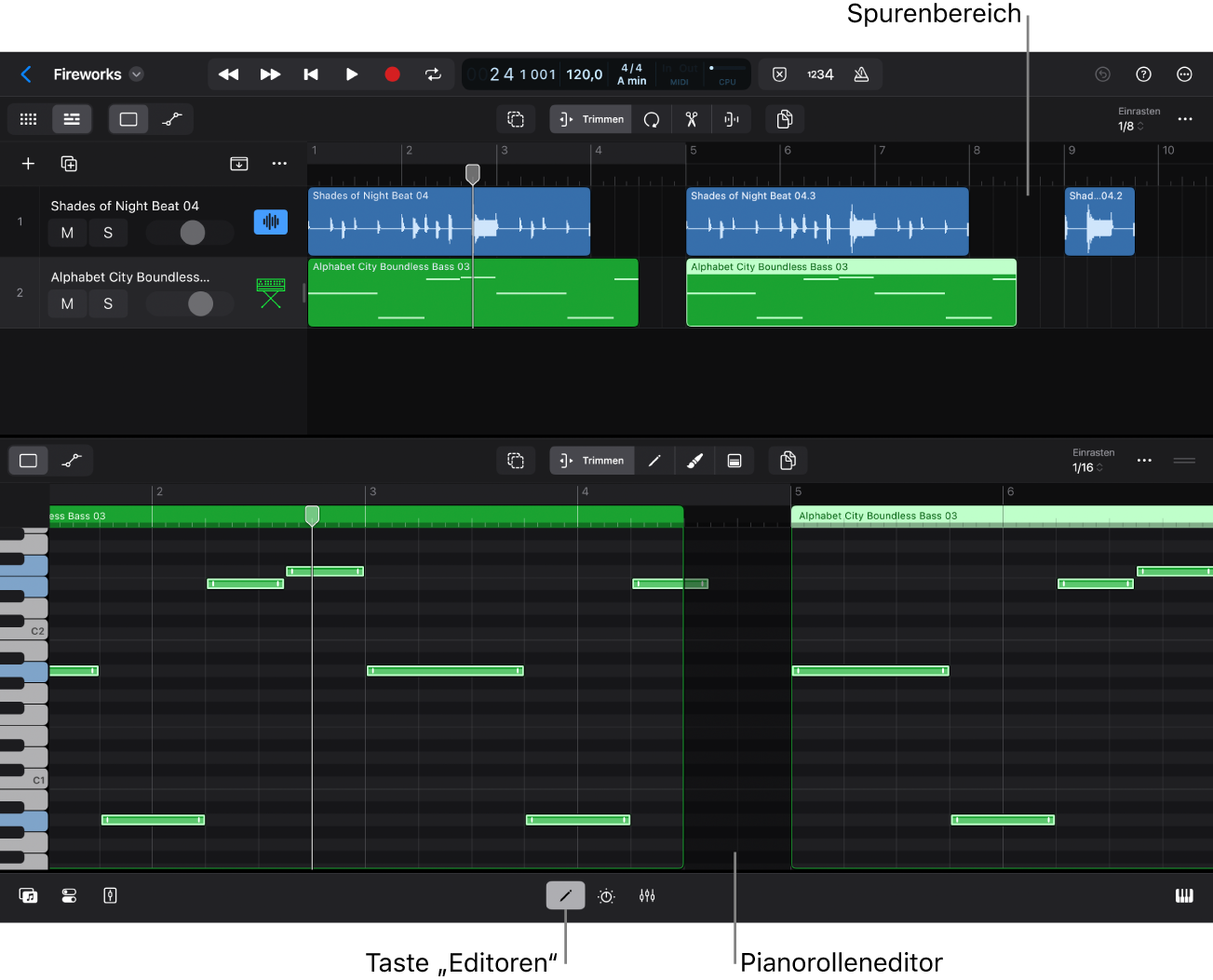 Abbildung. Pianorolleneditor.