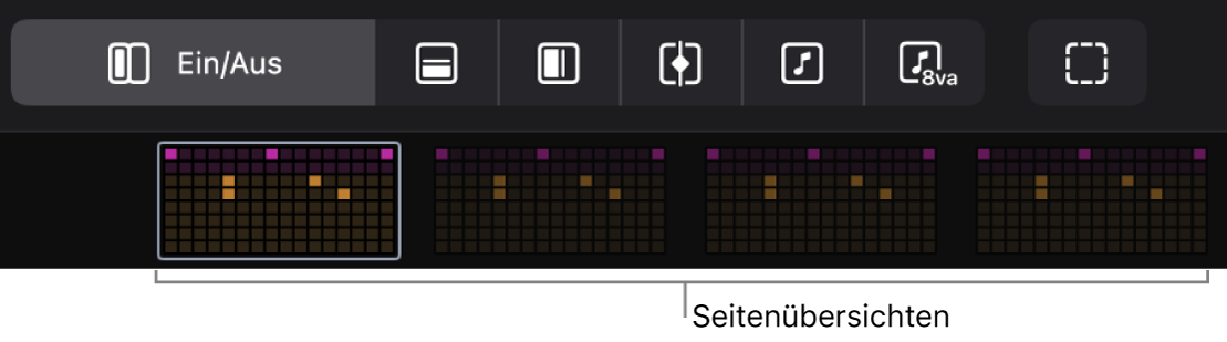 Abbildung. Die Seitenübersichten in Step Sequencer.