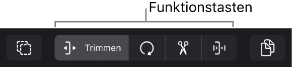 Abbildung. Der Bereich „Spuren“ in der Menüleiste zeigt die Taste „Auswählen“, die Funktionstasten sowie die Taste „Kopieren“.