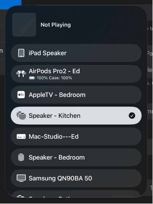 Figure. AirPlay dialog.