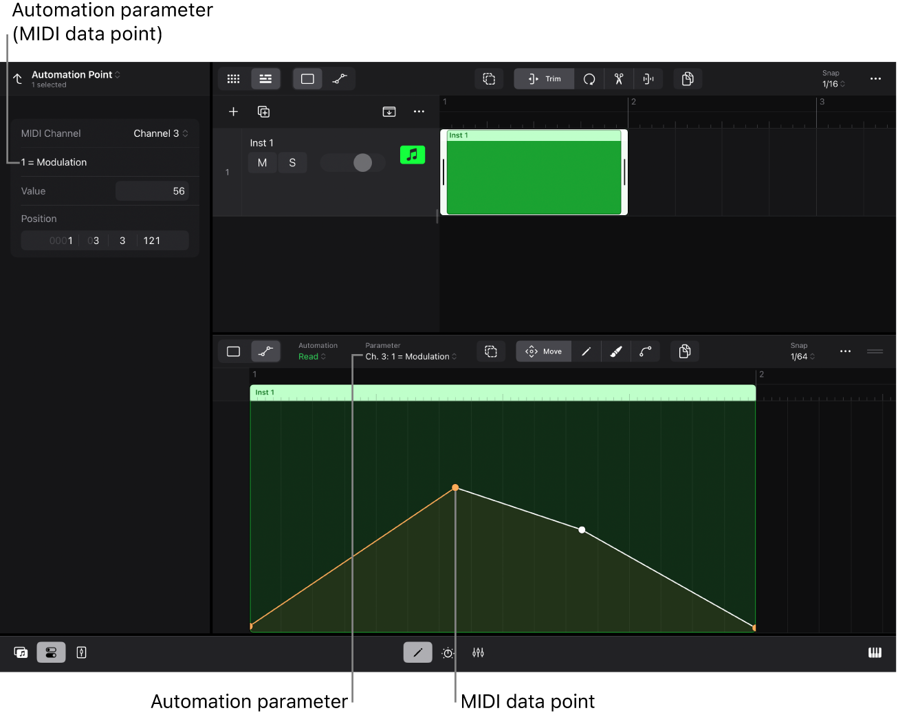 Figure. Automation point inspector parameters.