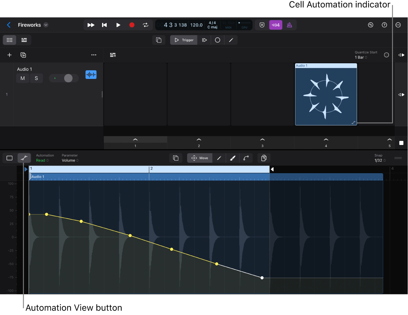 Figure. Cell Editor showing automation curves for a cell.