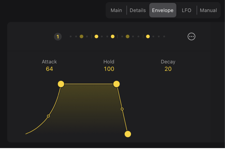 Figure. The envelope generator in the Session Player Editor.