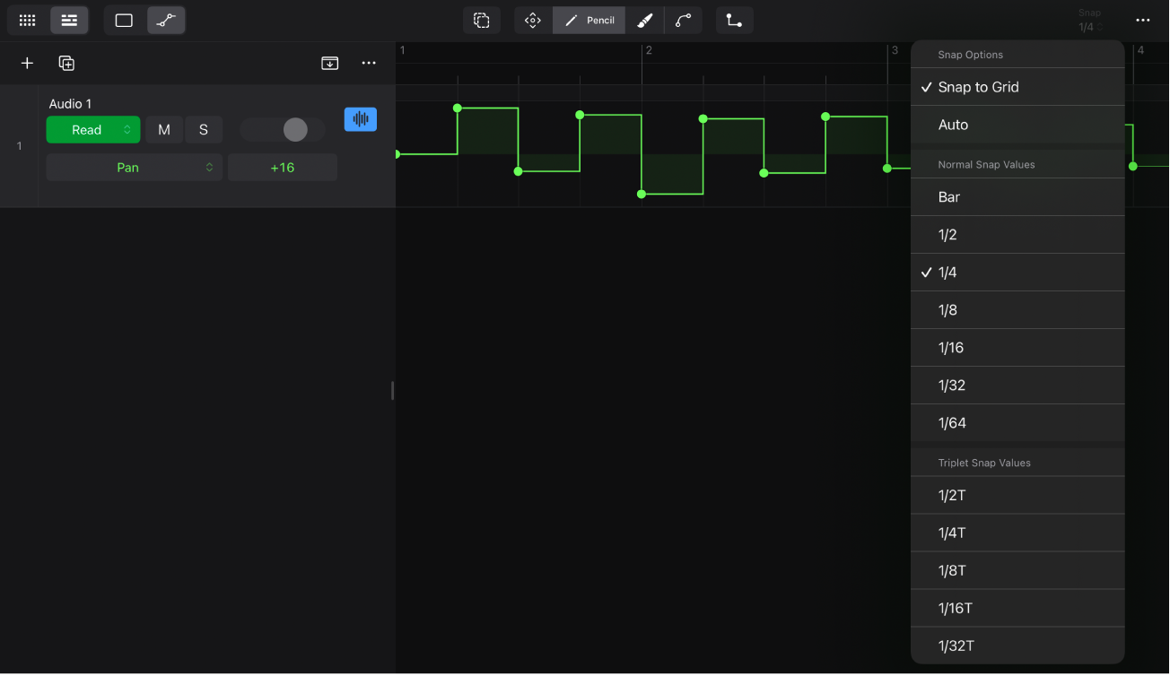 Figure. Snap Automation pop-up menu.