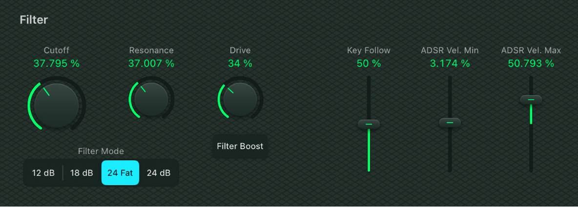 Figure. Filter parameters.