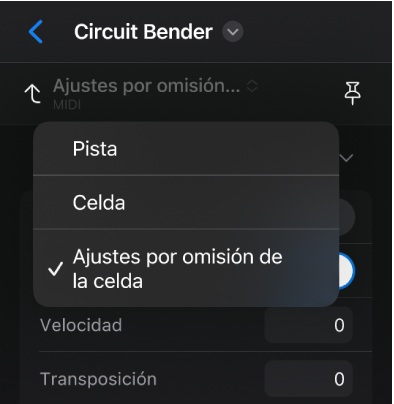 Ilustración. Menú desplegable Nivel del inspector en el inspector de celda.