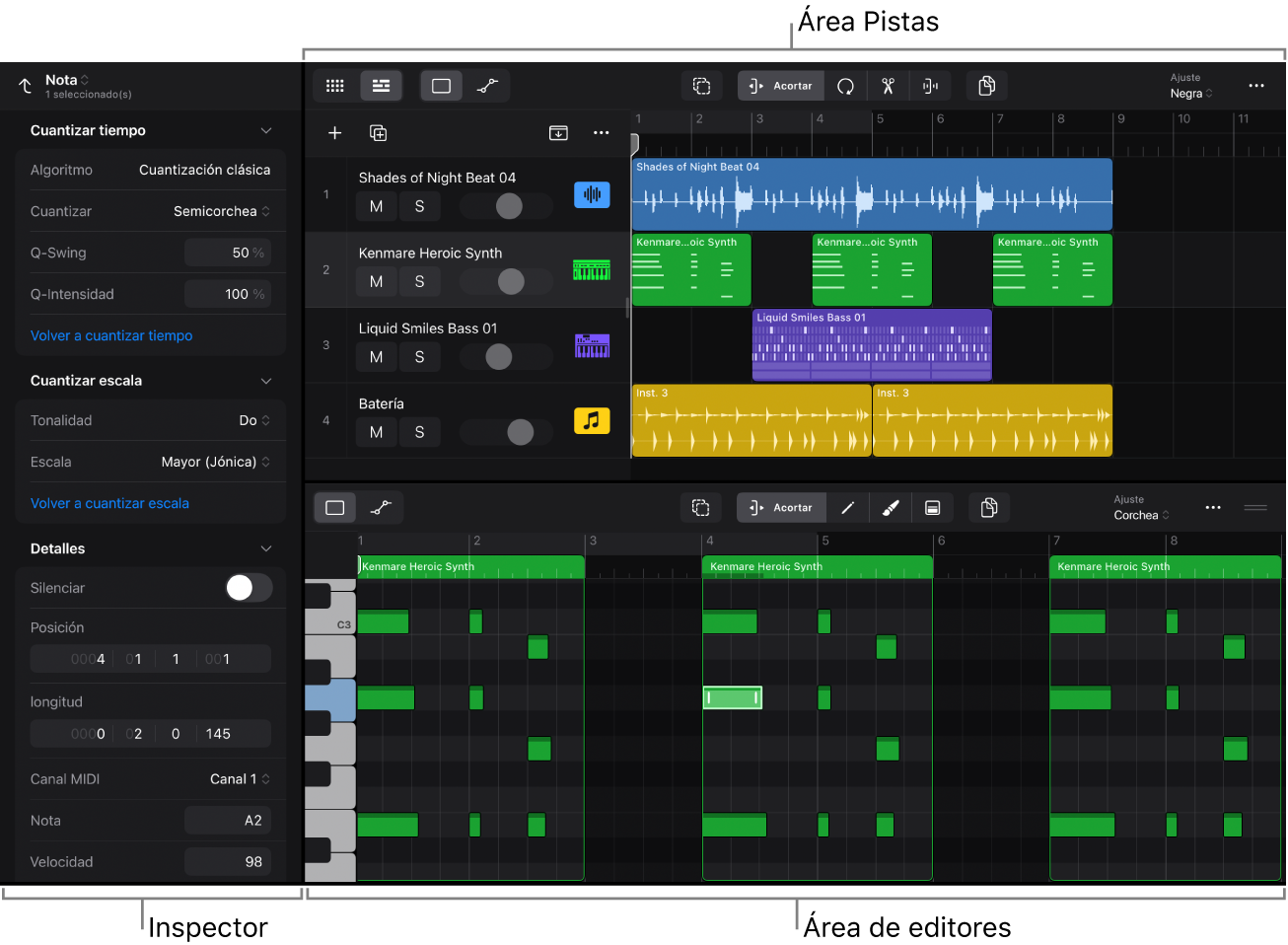 Ilustración. Áreas de edición.