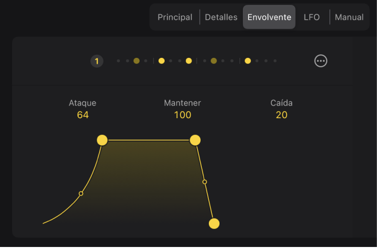 Ilustración. El generador de envolventes en el editor de Session Player.