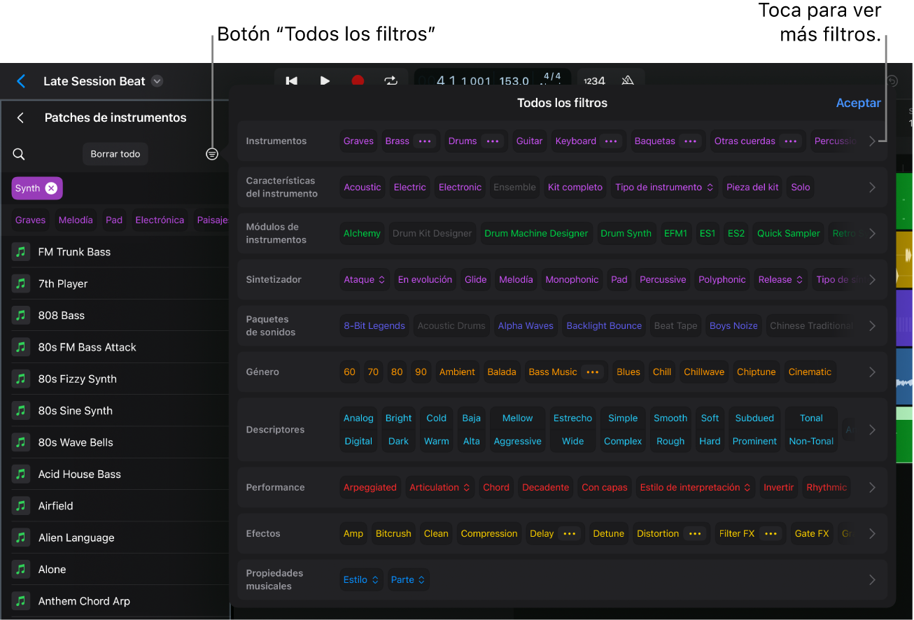 Ilustración. La ventana “Todos los filtros”.