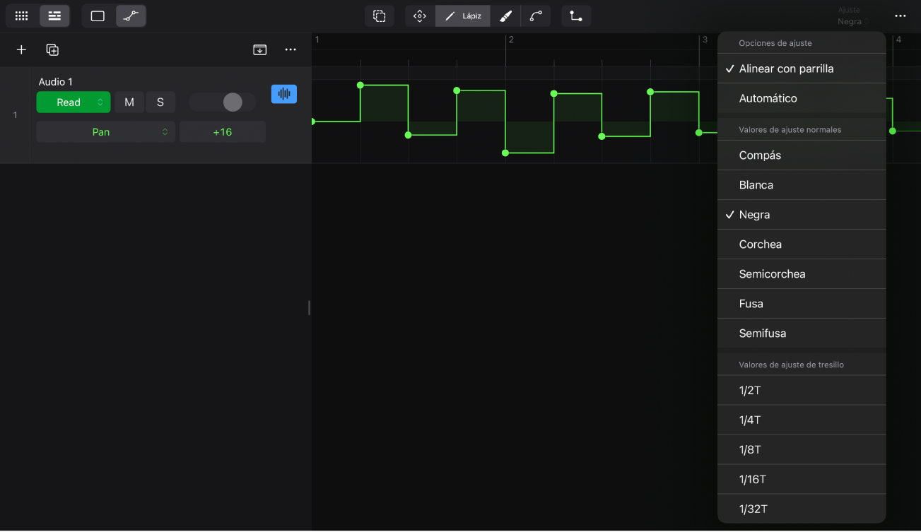 Ilustración. Menú desplegable “Ajustar automatización”.