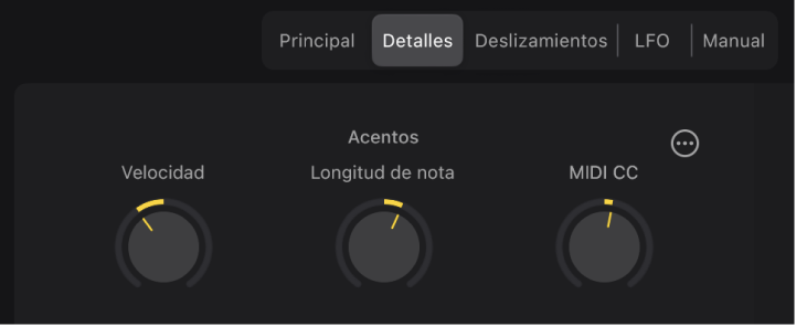Ilustración. Ajustes de acento para el estilo Sequenced Bass.
