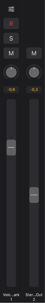 Ilustración. Fader de pista con un segundo fader para el canal de salida de la pista.