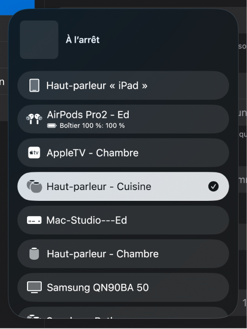 Figure. Zone de dialogue AirPlay.