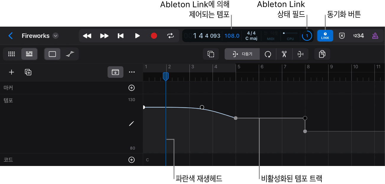 Ableton Link 구성요소.