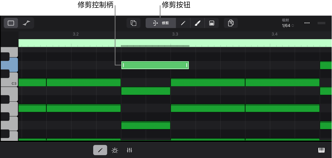 图。修剪音符。