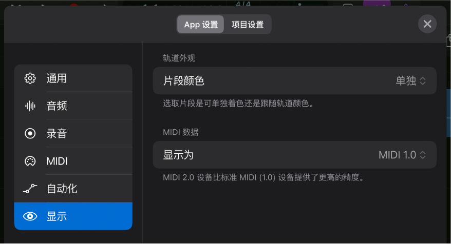 “显示”设置。