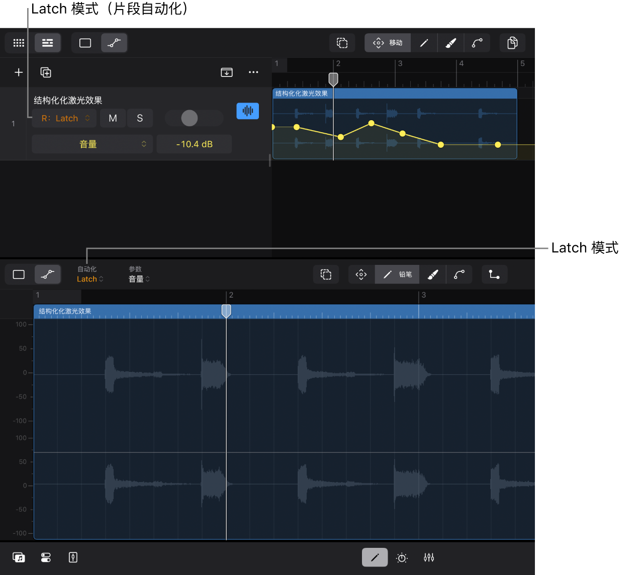 图。编辑器区域中的自动化模式。