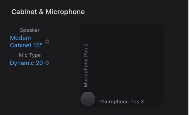 图。Bass Amp Designer 音箱和麦克风参数。