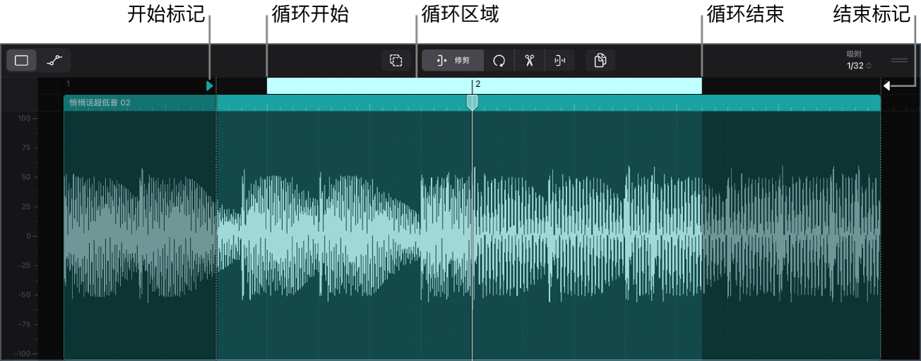 图。音频单元格在单元格编辑器中打开。