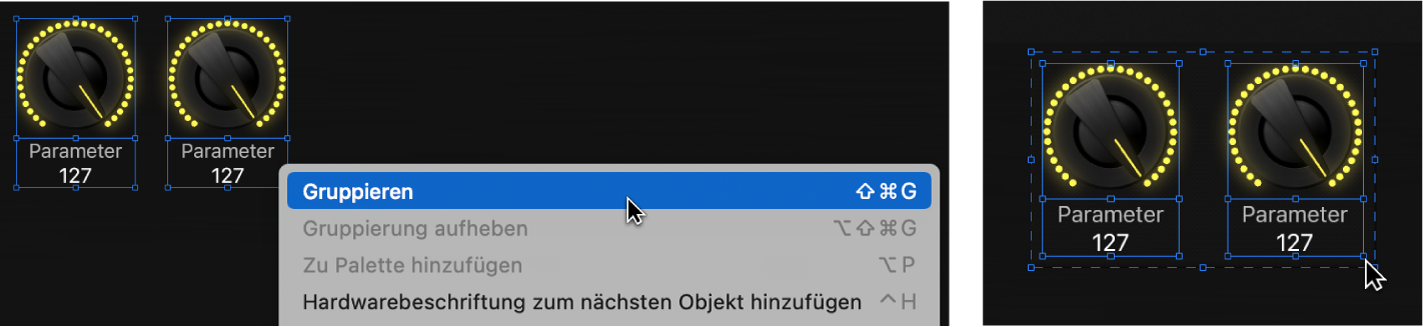 Bildschirmsteuerungen gruppieren