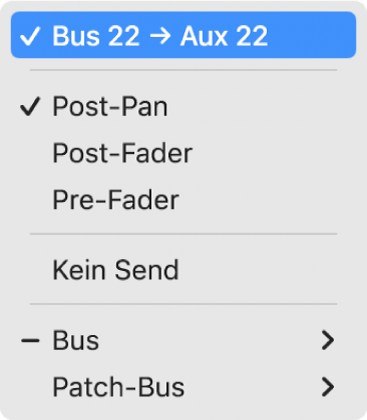 Abbildung. Menü „Send“