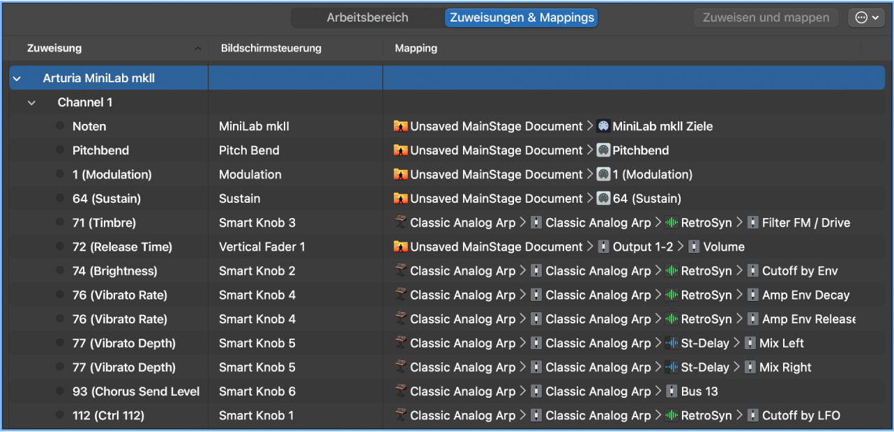 Bereich „Zuweisungen & Mappings“