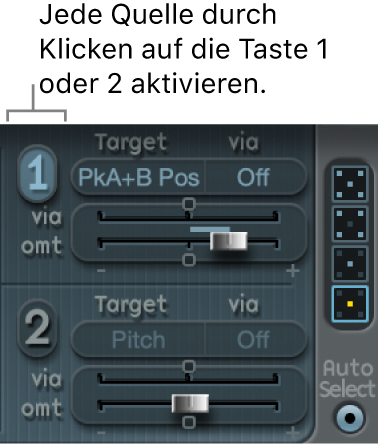 Abbildung. Einblendmenü „Modulation Targets“