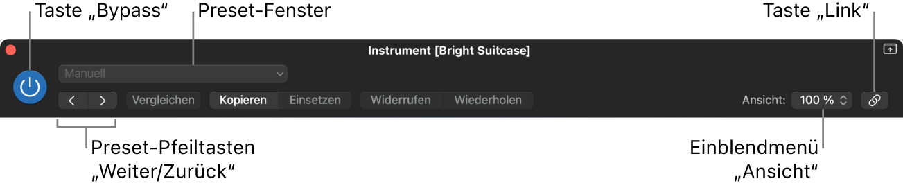 Kopfbereich des Plug-in-Fensters