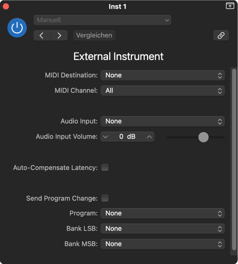 Abbildung. External Instrument-Fenster