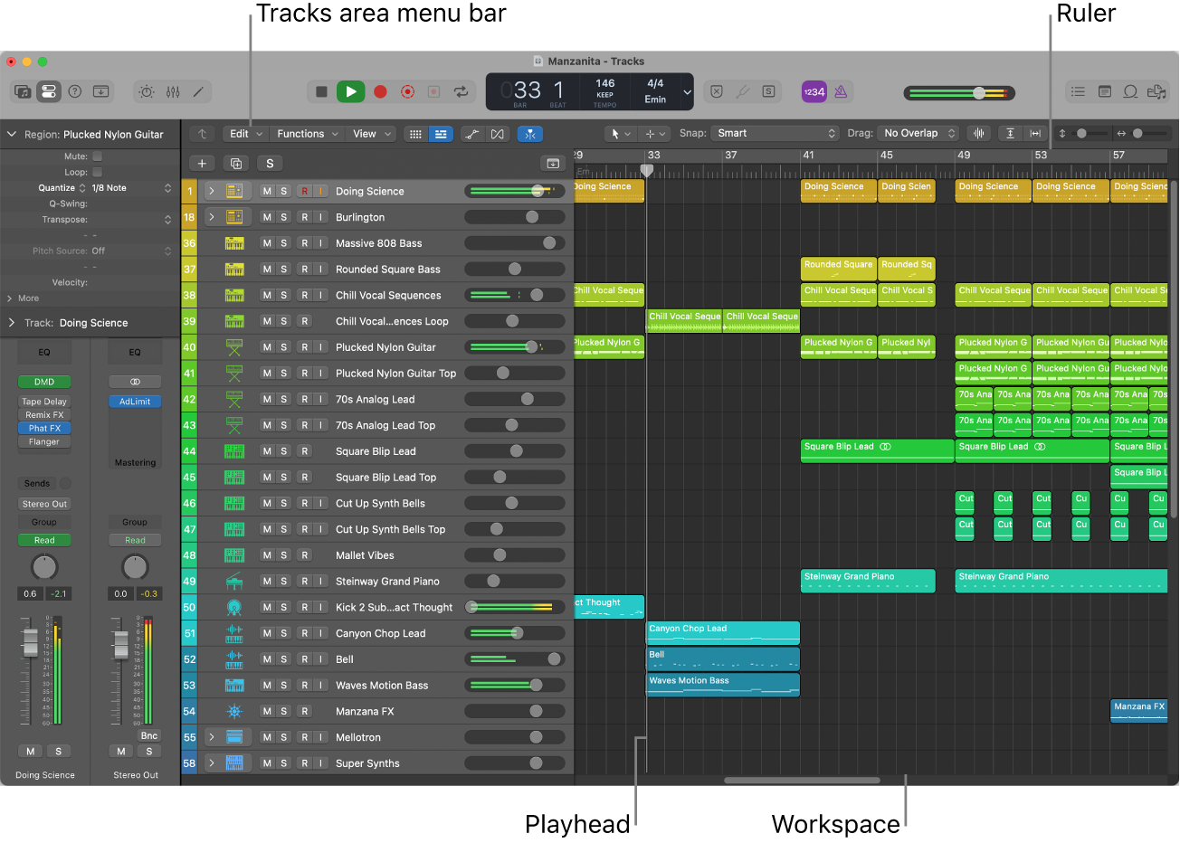Figure. The Tracks area.