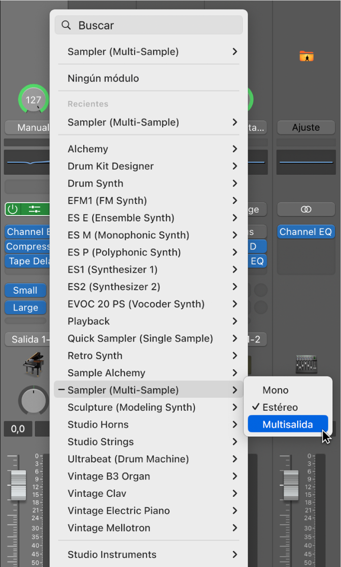 Ilustración. Menú Módulo con el ítem Multisalida en el submenú.